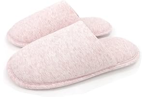 ofoot Damskie kapcie z bawełny ekologicznej, przytulna pianka memory, nadaje się do prania, na lato, do sypialni, gumowa podeszwa