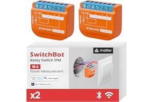 SwitchBot Smart Relay Switch 1PM Intelligente con Ripetitore Bluetooth Integrato, Interruptore Wi-Fi & Bluetooth Compatibile con Alexa/Apple Home/Google Home, Interruttore Relè 1PM 16A Confezione da 2