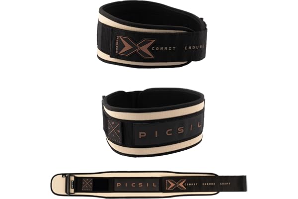 PICSIL - Ceinture Powerlifting en Cuir Synthétique, Support Lombaire pour Squat, Développé Couché et Deadlift, Réglable avec Velcro