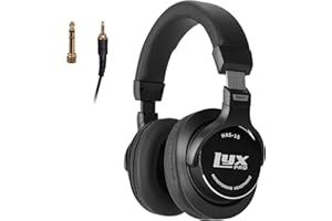 LyxPro HAS-15 Studio Headphones Closed-back Over the ear headphone with Detachable Cables,Black, Sound Isolation, Professional Studio Recording, Music Listening