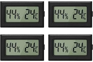 Lpluziyyds LCD Digital Hygrometer Thermometer, Mini Digital Temperature Meter Humidity Gauge for Greenhouse Cars Home Office, 4 Pack
