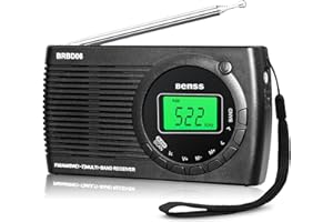 BENSS Portable Radio Pocket Radio Small AM FM SW Digital Radio Pocket Transistor Stereo Radio with Built-in Speakers Digital Alarm Clock and Sleep Timer, Battery Operated（Green）