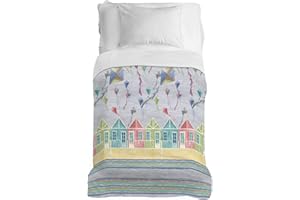 PENSIERI DELICATI Copriletto 170 x 280 cm, Telo Singolo 100% Cotone Pique, Ideale Come Telo Arredo, Coperta Salva Letto 1 Piazza, Fantasia Aquiloni Grigio, 100% Made in Italy