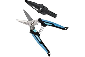 CEERAYZ 7" Notch Cisaille Multi Usage, Ciseaux industriels robustes, Cisaille de jardin pour projets DIY, bureau, lignes de production et jardinage, avec étui protecteur (Noir Bleu)