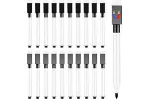 ‎MEETORY Meetory 20 Stück Whiteboard Marker Magnetisch, 3 in 1 Folienstift Abwischbar Trocken Abwischbar Stift Folienstift mit Radierer, Stift Schwarz für Schule Zuhause und Spiel (11.3 * 1cm)
