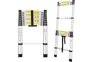 YA MI Telescopic Ladders, Multi-Purpose Folding Aluminum Extension Ladder, It is applicable to RV, Attic, Home and outdoor work, With the maximum bearing capacity of 150KG (8.5Ft/2.6M)