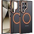 JAME for Samsung Galaxy S24 Ultra Case, [Compatible with Magsafe] [Military Grade Protection] [Anty-Slip Grip] Gorgeous Protective Camera Bezel Galaxy S24 Ultra Magnetic Translucent Matte Case, Orange
