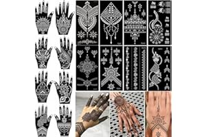 XMASIR 16 Sheets Tattoo Stencil Temporary Tattoo kit, Reusable Tattoo Stencils Indian Arabian Self Adhesive for Women