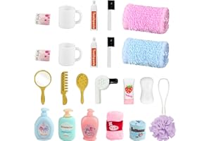 DIELOVEHUA 22 Set da Bagno per Casa delle Bambole, Accessori per Casa delle Bambole, Accessori Casa delle Bambole in Miniatura, Mini Toilette Bambole Accessori, Toilette Miniatura Casa delle Bambole