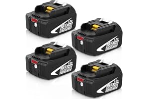 Moticett 4 pièce Remplacement pour Makita Batterie 18V 5.0Ah Compatible pour Makita Batterie BL1860B BL1860 BL1850B BL1850 BL1840B BL1840 BL1830B BL1825 BL1835 BL1845 avec Indicateur LED (Blanc)