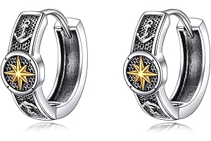 POPLYKE Schwarze Keltische Knoten Creolen 925 Sterling Silber Kleine Vintage Gothic Punk Rock Creolen Herren