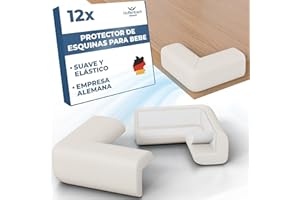 Hoffenbach 12 x Protector de Esquinas para Bebé – Protectores de Seguridad en Espuma para Bordes de Muebles y Mesa – Protección Infantil Autoadhesiva para Bebés y Niños en el Hogar - Blanco