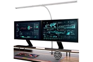 EYOCEAN Lampa biurkowa LED ze sterowaniem gestami i pilotem, 24 W, 80 cm, zaciskowa, ściemniana, regulowana temperatura barwowa, lampa do monitora, światło dzienne, do biura domowego, biała