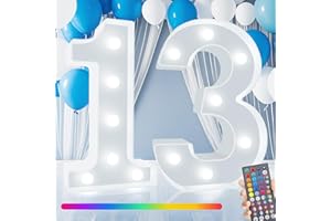 ROMULI Light Up Numbers, 34 Colors Marquee Number Lights Sign Color Changing for 13th Birthday Party Decorations Girls Gifts Bedroom Decor Number 13