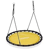Relaxdays Altalena da Giardino a Nido, per Bambini e Adulti, Regolabile, Ø 120 cm, Portata Max. 100 kg, Gialla