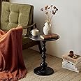 Jorunb Side Table Sofa End Tables for Living Room Bedroom Round End Table Iron Decorative Pedestal Metal Accent Table for Living Room Bedroom Balcony Office Indoor Outdoor (type 1 black)
