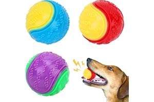 QKURT 3 Piezas Squeaky Dog Ball, Pelota Perro Indestructible, Pelota de Juguete para Perros, Pelota interactiva para Perros para Perros Pequeños Medianos y Perros Grande
