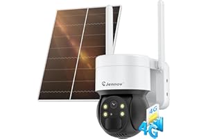 Jennov 3G/4G LTE Telecamera Esterno Solare con Scheda SIM, 2K 360°PTZ Telecamera Senza Fili Solare, Visione Notturna a Colori, Rilevamento del Movimento PIR, Audio Bidirezionale, IP66
