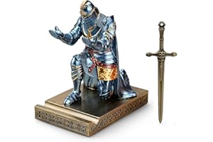 HDMbigmi King's Guard Leader Knight Pen Holder Warrior Mobile Phone Holder Knight Statue Paperweight for Office Home (Blue)