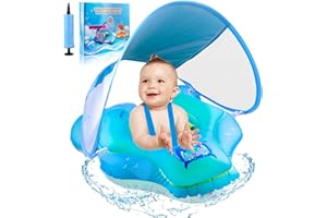 PIPIHOME Baby Swimming Float, Baby Pool Float with Canopy, Fun Water Toys Bathing Accessories for Age 3-36 Months Babies Toddlers