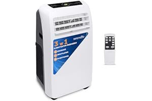 SereneLife Mobilny klimatyzator 3 w 1 z wężem wylotowym – chłodnica powietrza, osuszacz powietrza i wentylator, 9000 BTU, wilgotność 1,5 l na godzinę, chłodzi pomieszczenia do 42 m²