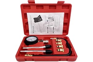 TERRARIDE Kompressionstestare kompressionstestare, testanordning bensinmotor, manometer-verktygsset med 4 adaptrar M10, M12, M14, M18-mått 0–21 bar eller 0–300 PSI för bensinmotorer kompressionsmått