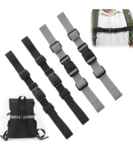 AOZUO 2 stuks verstelbare borstriem, borstriem, rugzak voor kinderen, nylon, antislip rugzak, borstriem met gesp voor schoolrugzak, buiten, joggen, wandelen (grijs zwart