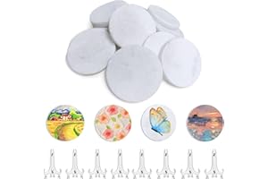 GNCLOUD 8 Round White Pebbles Stones Pebble Painting - 65mm Diameter Shape Regular Perfect Round 100% Natural Stone, Flat Super Smooth, for Children's Painting DIY Home Decoration etc (with Supports)
