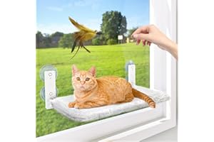 XHDA Foldable Cat Window Bed, 52x30cm Cat Hammock Window with Strong Suction Cups, Holding Up to 20kg Perch for Cats