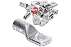 Kalitec HR35-8 - Set di 10 terminali tubolari standard 35 mm² M8 I senza foro di visione I Made in Germany