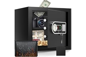 TISKGG 38L Fireproof Safe for Home, Digital Safe Safe with Fireproof Bag, Furniture Safe with Key, Combination Lock, LCD Screen, Cash Box, Cabinet Safe for Gold Jewellery