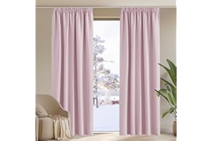 PONY DANCE Zasłony do pokoju dziecięcego dla dziewcząt (szer. 140 cm x dł. 244 cm, jasnoróżowe, 1 para) jednokolorowe ołówkowe plisowanie, ochrona termiczna, bardzo miękkie, dekoracyjne zasłony do pokoju dziecięcego