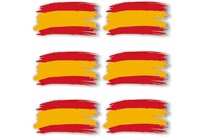 PROMO SHOP 6 PEGATINAS BANDERA ESPAÑA para cascos motos coches | Vinilo adhesivo resistente | Pack de 6 unidades: Tamaño 7x5cm |