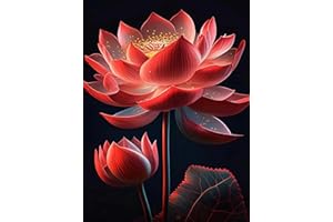 SXCCNW 5D Diamond Painting, DIY Diamant Maler Set, Diamant Painting Bilder Mosaikherstellung für Erwachsene Runder Diamond Art für Home Wall Décor 30X40cm Blühender Lotus