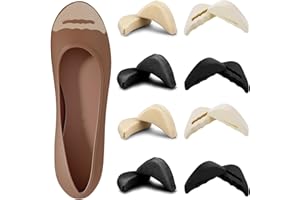 ElevateTech Lot de 8 paires d'inserts d'orteils réutilisables en mousse souple pour chaussures trop grandes - Unisexe - Convient pour le sport décontracté - Chaussures à talons hauts (noir beige)