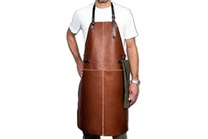 REDSALT® tablier cuir de buffle souple, suede, tablier barbecue | 84x62cm | accessoires pour la cuisine exterieur, le serveur et le barman, comme tablier de cuisine | cadeau homme