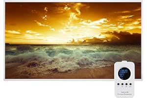 Hocosyme Calefactor Bajo Consumo 600W, Calefacción por Infrarrojos Pared con termostato táctil Hasta 125 Grados Centígrados - Ondas