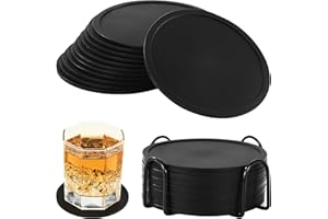 BUCOMTU 12 Pièces Dessous de Verre Silicone,sous Verre Tasses Rondes Antidérapants,avec Plateau pour Tous Les Types de Tasses dans Les Cafés, Les Bars, Les Maisons et Plus Encore