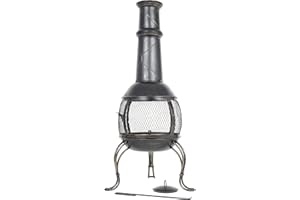 La Hacienda Leon Large Brasero Exterieur Noir - Brasero Mexicain - Brasero pour Jardin - Acier - 37 x 37 x 107 cm