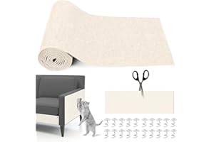 DRAUPNIR 300cm x 40cm Alfombra Rascador Gatos, Tapete Rascador Gatos Autoadhesivo, DIY Recortable Protector Sofa Gatos con 20 Tornillos para Proteger Sofá Muebles Pared (Blanco Roto)