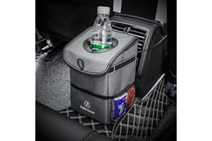 F Fellie Cover Car Bin Car Trash Bin with Lid Leak-proof Car Trash Bin Bag with Side Pockets Waterfroof Car Rubbish Bin for Car SUV Truck Auto