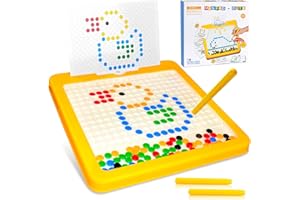BAKAM Magnetic Dots Board for Kids, Magnetic Drawing Board Dot Art for Kids Ages 4-8, Car Airplane Activities for Kids Road Trip Games, Travel Toys for Toddlers Ages 3-5