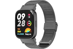 GIOPUEY Pasek kompatybilny z Xiaomi Redmi Watch 3, pleciony pasek ze stali nierdzewnej [odporny na zużycie] [jasny] - czarny