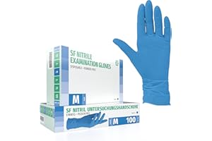 ‎SF MEDICAL PRODUCTS GMBH SF Nitrilhandschuhe M Blau – 100 Stück Einweghandschuhe, Einmalhandschuhe, Medizinische handschuhe, Puderfrei, Latexfrei, Handschuhe einweg zum Kochen, Putzen, für Medizin, Küche, Kosmetik, Haushalt