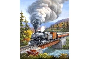 HAUTSTORE Kit completo per Diamond Painting, Ttreno a Vapore Kit per Pittura a Mosaico Fai da te per Adulti Ricamo Mosaico Strass Immagine Ricamo a Punto Artistiche Tela Decorazione da Parete 30 x 40 cm