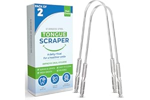 2 x POSH CHOICE Tongue Scrapers for Adults | Premium Stainless Steel Oral Care Tools | Effectively Reduce Bad Breath | Durable Dental Tools for Men and Women | Tongue Cleaner