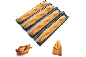 ASelected Baguette-bakplåt, baguetteplåt med non-stick-beläggning, baguette-bakform för 4 baguetter brödbakform, perforerad b