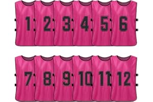 ERYUE Gilet, 12 PCS Adultes Football Pinnies Maillots De L'équipe De Football À Séchage Rapide Jeunes Sports Scrimmage Formation De L'équipe De Football Dossards Numérotés Pratique Gilet De Sport
