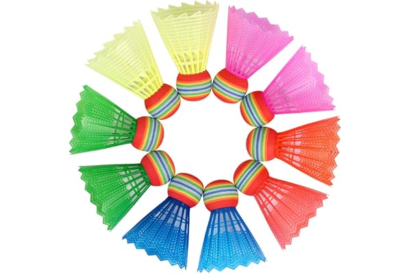 O-Kinee10 Plastique Volant Badminton,Badminton Balle Hybride Multicolore de Rapides Stabilité et Durabilité Shuttle,pour Entraînement en Intérieur et Extérieur Badminton Balles Accessoires De Sport