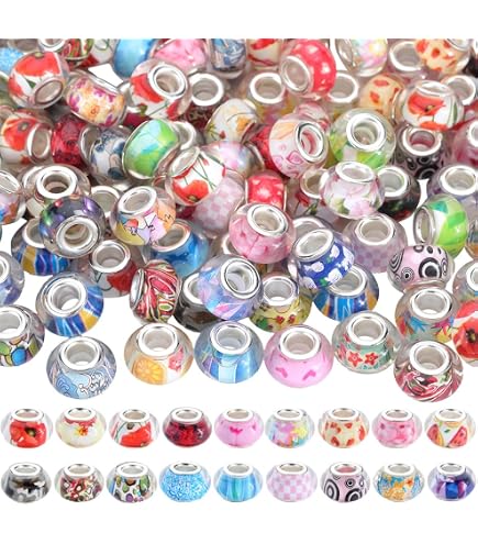 PandaHall Perline Miste Rosa Per Gioielli - 54 Pezzi In Acrilico, Resina E Argilla Polimerica, Foro Grande 5mm, Stile Europeo, Per Bracciali E Collane - 3